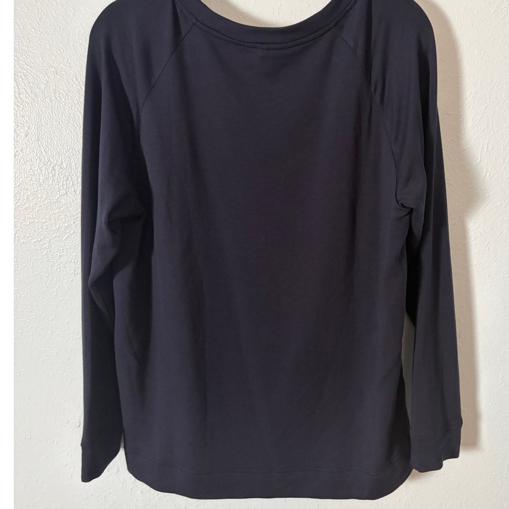 Lou & Grey Navy Blue Signature Soft Sweatshirt Raglan Sleeve L Minimalist Cozy - Picture 3 of 4